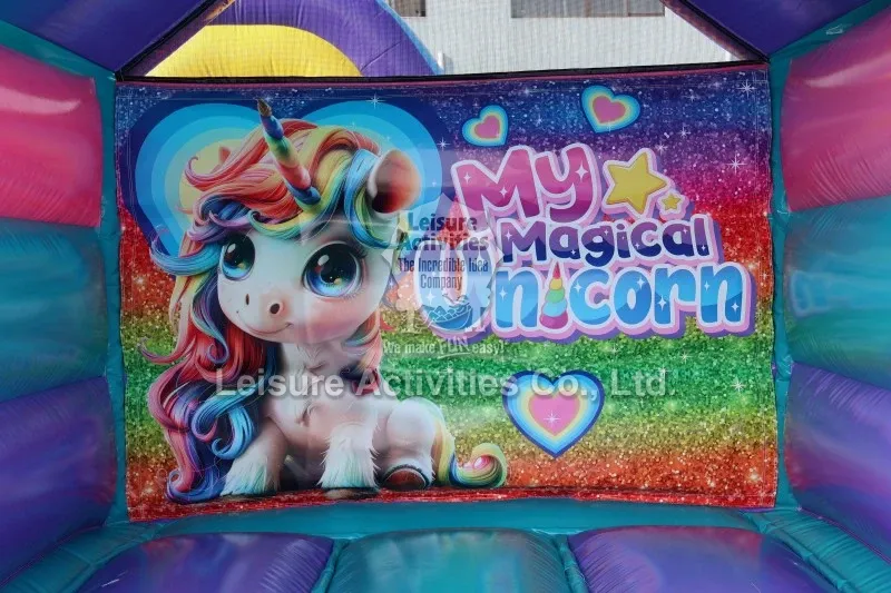 Mini Inflatable Bouncy Castle A Frame Purple Teal With Roof