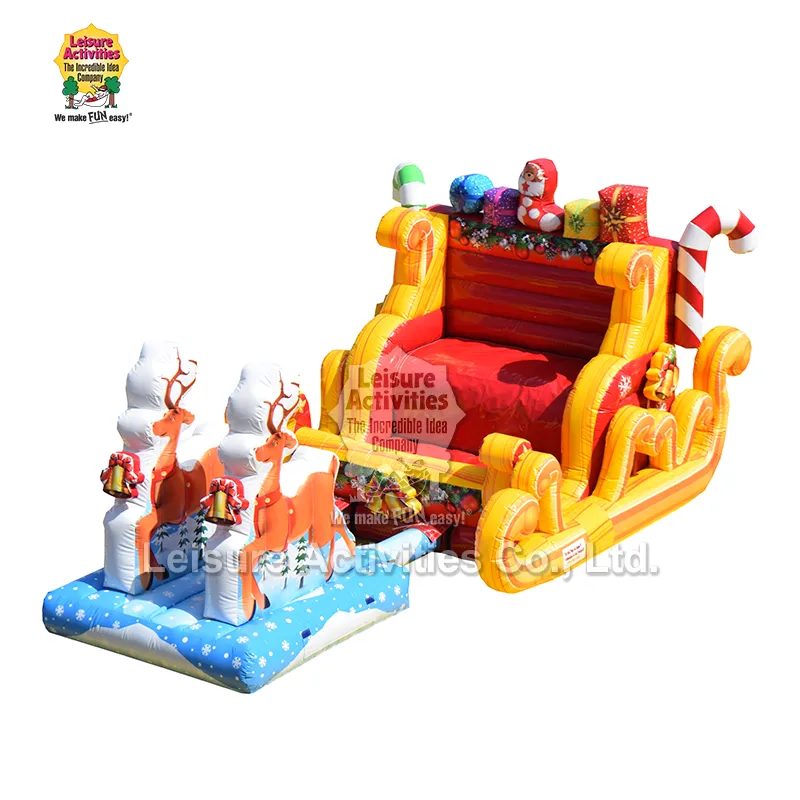 قطبی ہرن کے ساتھ Inflatable Santa Sleigh سیلفی