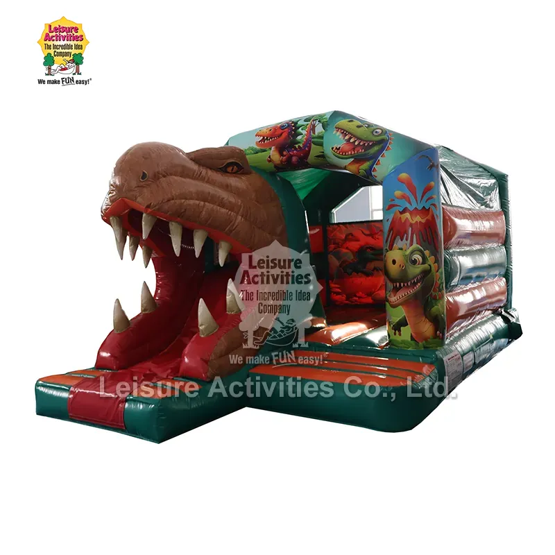 Small Inflatable Multiplay Bouncy Castles T-REX سلائیڈ کے ساتھ