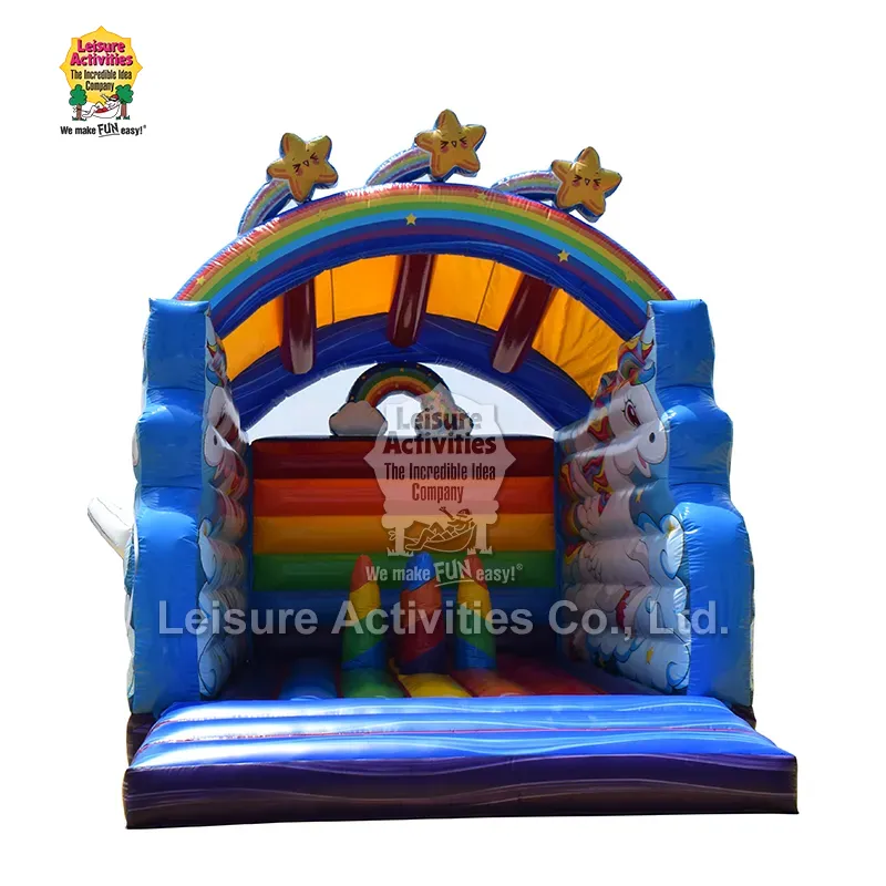 سپر Inflatable Bouncy Castles Unicorn رینبو